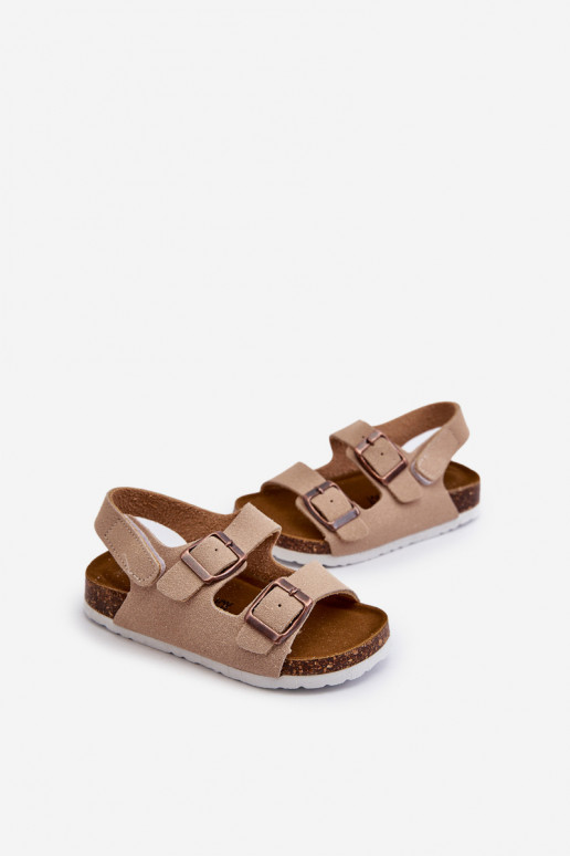 sandalo per bambini con plateau con chiusure adesive beige Rorria