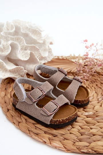 sandali da bambino plateau con chiusure adesive colore grigio Rorria