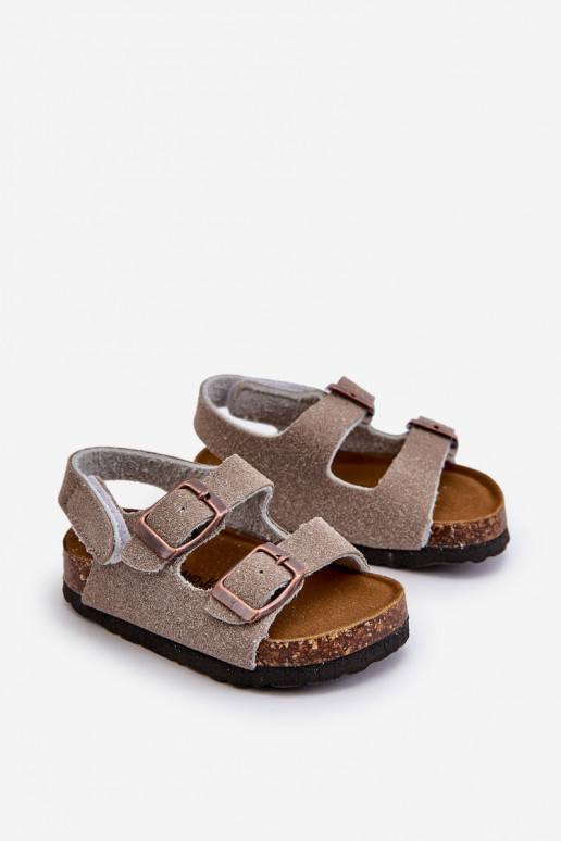 sandali da bambino plateau con chiusure adesive colore grigio Rorria