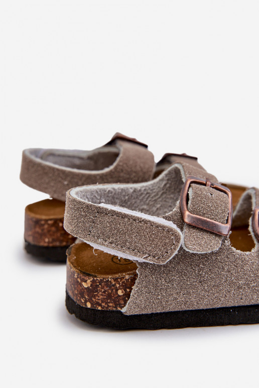 sandali da bambino plateau con chiusure adesive colore grigio Rorria