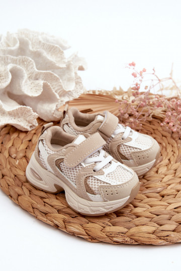 Scarpe sportive per bambini Scarpe modello sneakers con chiusure adesive beige Rulagia