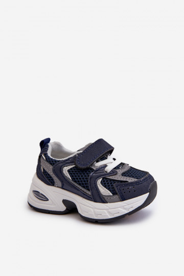 Scarpe sportive da bambino Modello sneakers con chiusure adesive colore blu scuro Rulagia 2