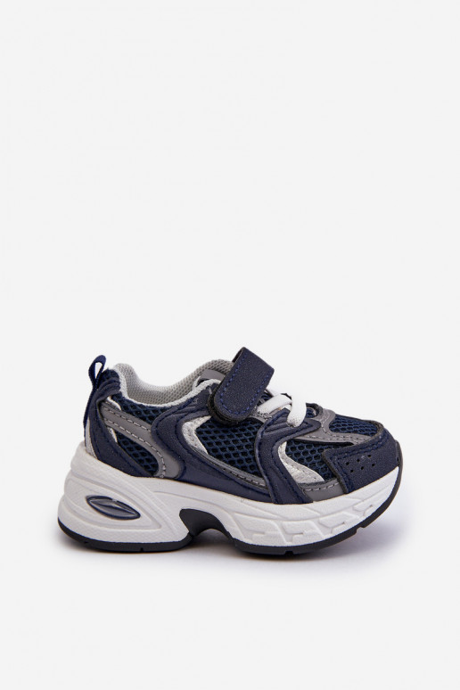 Scarpe sportive da bambino Modello sneakers con chiusure adesive colore blu scuro Rulagia