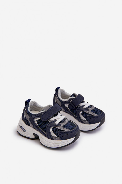 Scarpe sportive da bambino Modello sneakers con chiusure adesive colore blu scuro Rulagia