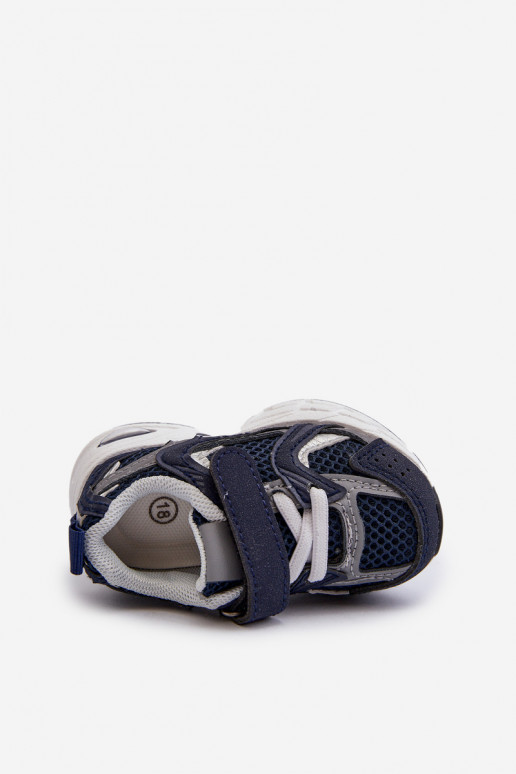 Scarpe sportive da bambino Modello sneakers con chiusure adesive colore blu scuro Rulagia