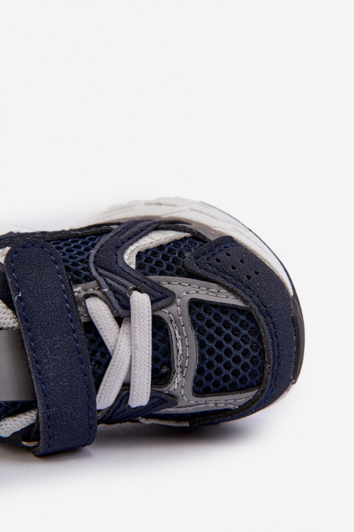 Scarpe sportive da bambino Modello sneakers con chiusure adesive colore blu scuro Rulagia