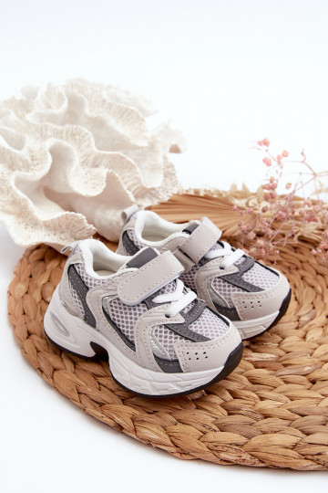 Scarpe sportive da bambino modello sneakers con chiusure adesive colore grigio Rulagia