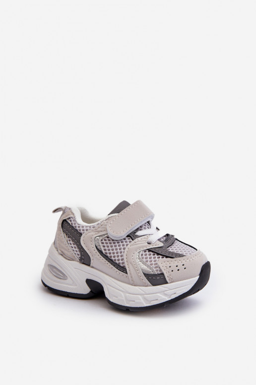 Scarpe sportive da bambino modello sneakers con chiusure adesive colore grigio Rulagia