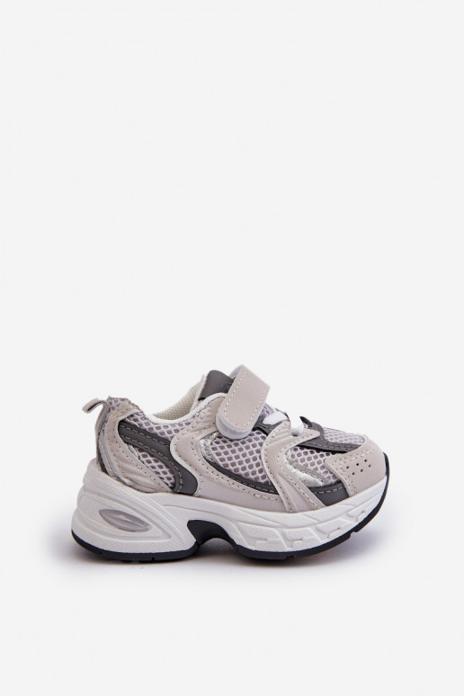 Scarpe sportive da bambino modello sneakers con chiusure adesive colore grigio Rulagia