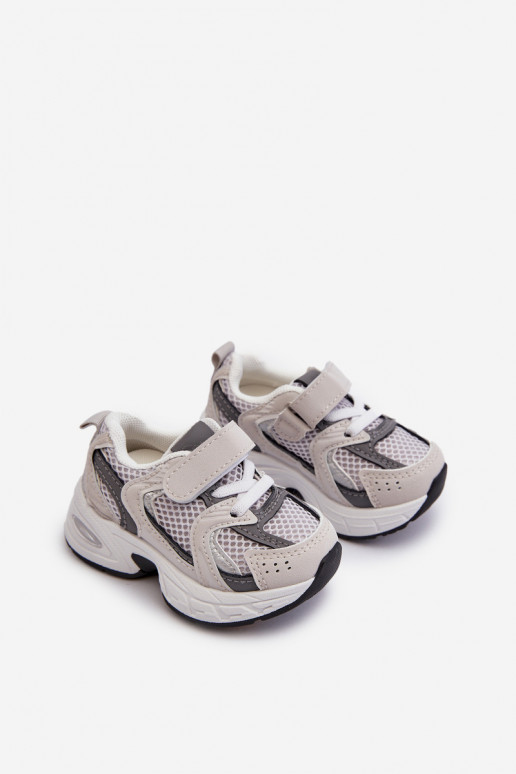 Scarpe sportive da bambino modello sneakers con chiusure adesive colore grigio Rulagia