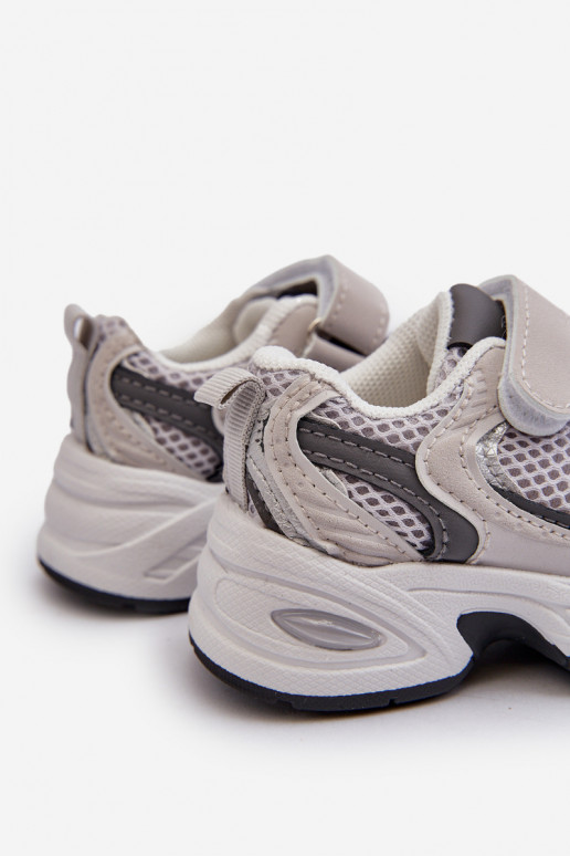 Scarpe sportive da bambino modello sneakers con chiusure adesive colore grigio Rulagia