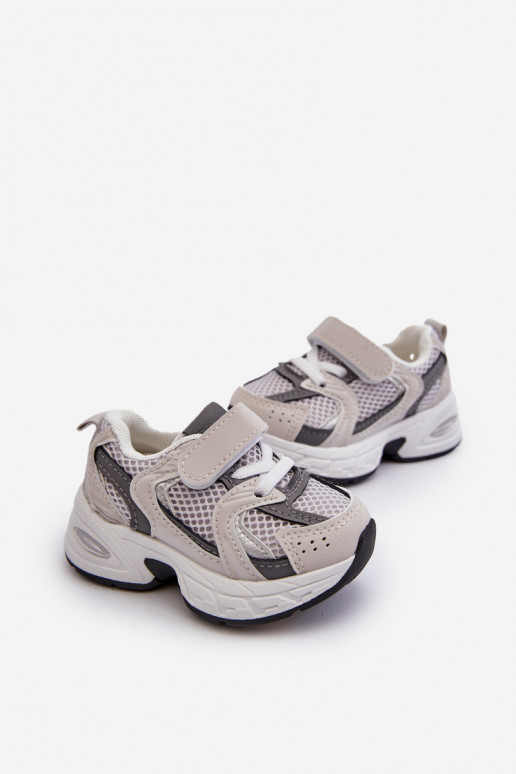 Scarpe sportive da bambino modello sneakers con chiusure adesive colore grigio Rulagia