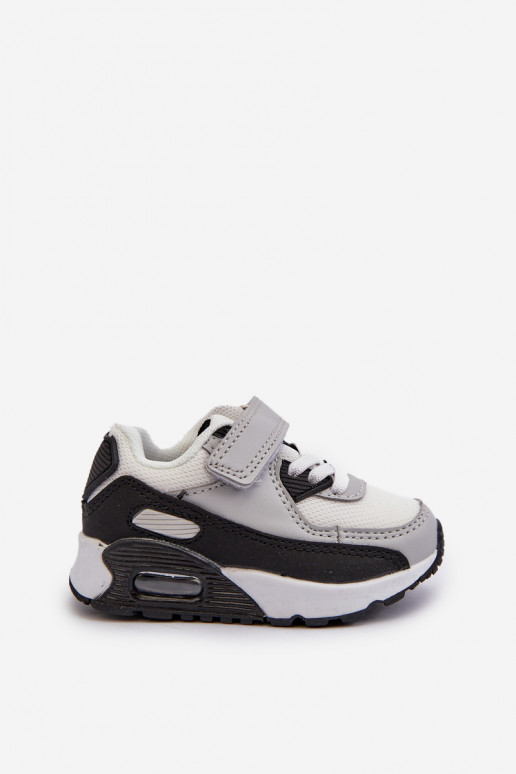 Scarpe modello sneaker da bambino con chiusure adesive colore grigio Krissandra