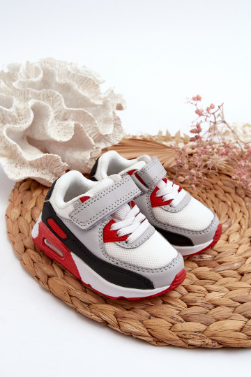 Scarpe da ginnastica da bambino modello scarpe con chiusure adesive colore rosso Krissandra