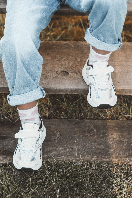 Scarpe sportive per bambini Scarpe modello sneakers con chiusure adesive Colore bianco-nero Ephona