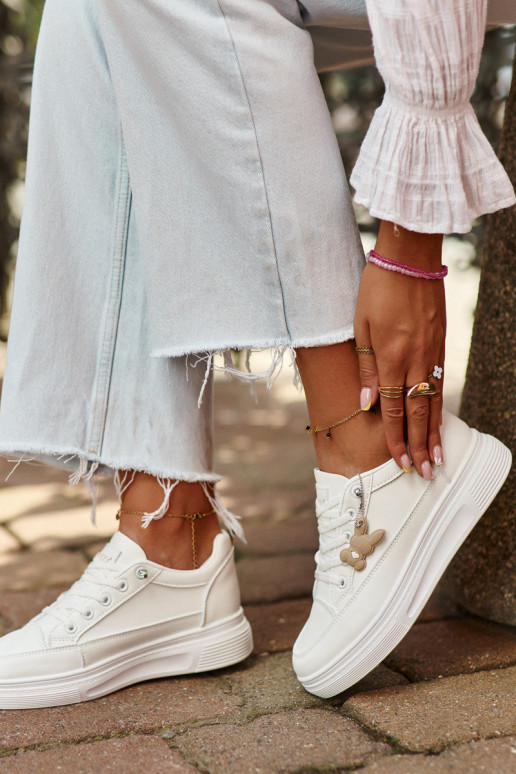 scarpe per il tempo libero scarpe sportive con plateau con ornamenti colore bianco Vinceza 13613