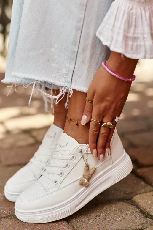 scarpe per il tempo libero scarpe sportive con plateau con ornamenti colore bianco Vinceza 13613