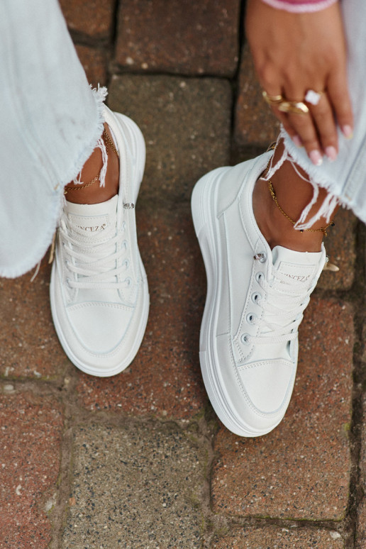 scarpe per il tempo libero scarpe sportive con plateau con ornamenti colore bianco Vinceza 13613