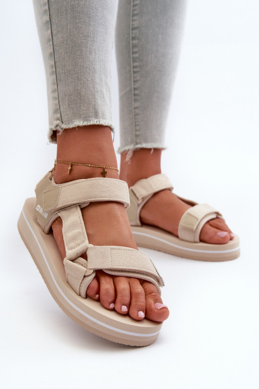 Sandali con plateau da donna Big Star NN274A535 beige