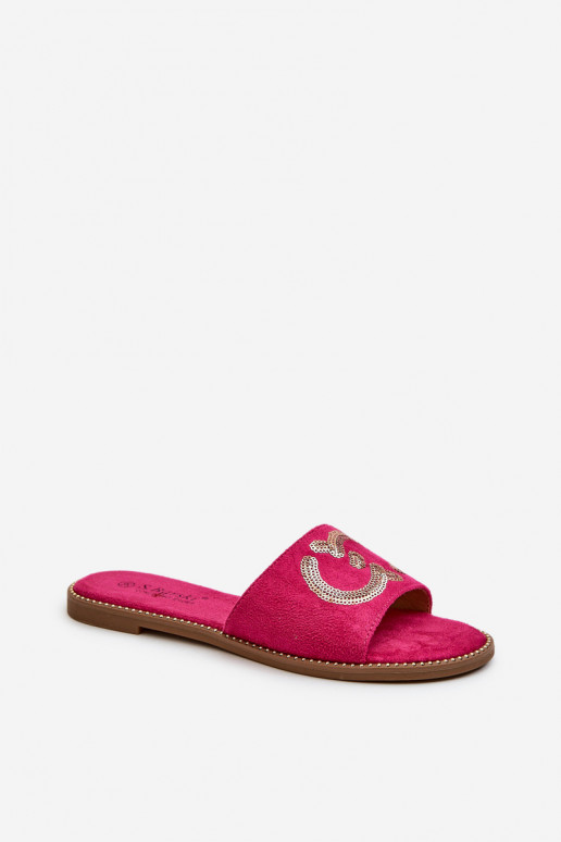 Ciabatte piatte da donna con squame lucide S.Barski KV27-052 colore rosa
