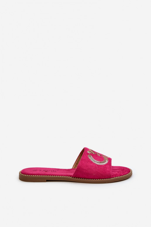 Ciabatte piatte da donna con squame lucide S.Barski KV27-052 colore rosa