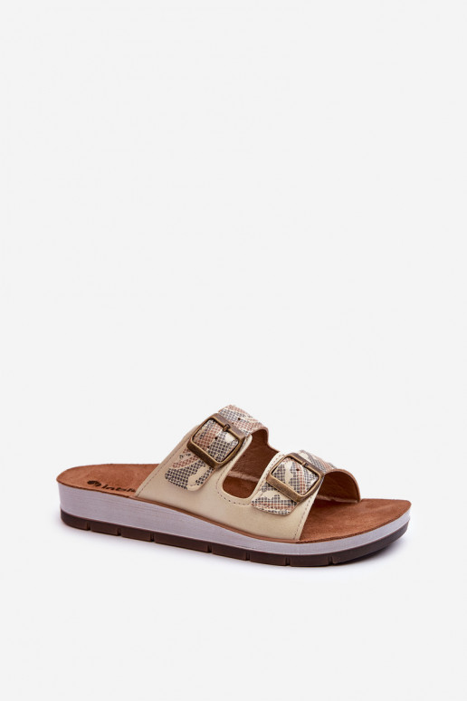 Comode ciabatte da donna con fibbie Inblu CP000045 colore oro