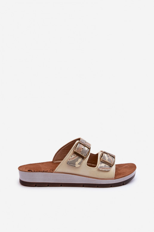 Comode ciabatte da donna con fibbie Inblu CP000045 colore oro