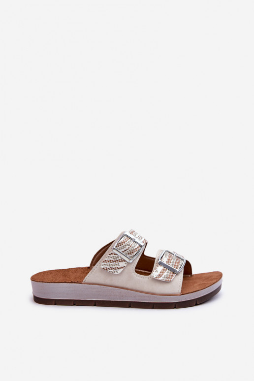 Comode ciabatte da donna con fibbie Inblu CP000045 beige