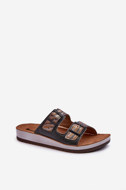 Comode ciabatte da donna con fibbie Inblu CP000045 nere
