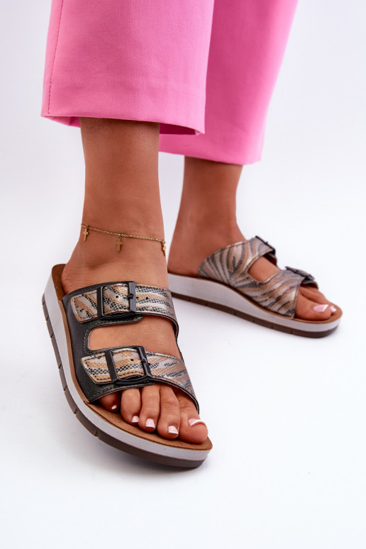Comode ciabatte da donna con fibbie Inblu CP000045 nere