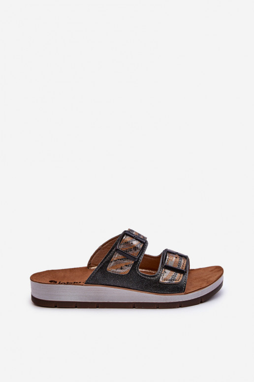 Comode ciabatte da donna con fibbie Inblu CP000045 nere