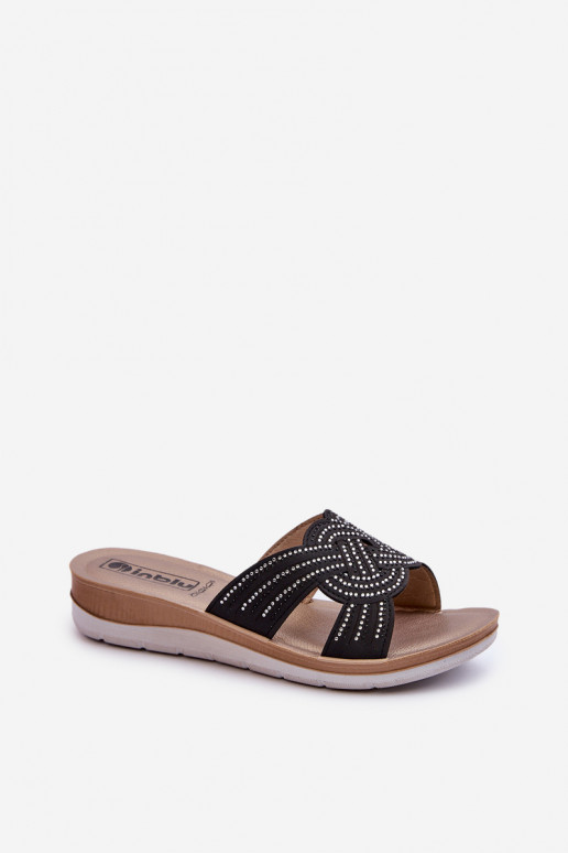 Comode pantofole da donna con occhi scintillanti Inblu BV000037 nero