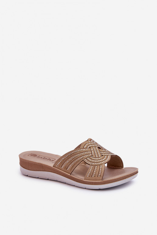 Comode pantofole da donna con occhi scintillanti Inblu BV000037 beige