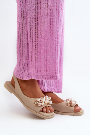 Sandali da donna con bellissimi dettagli S.Barski KV27-004 beige 2