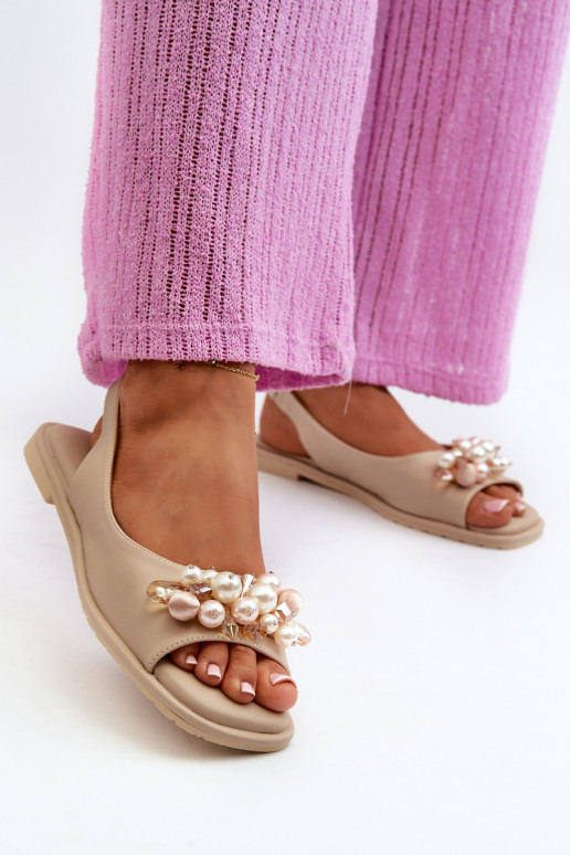 Sandali da donna con bellissimi dettagli S.Barski KV27-004 beige