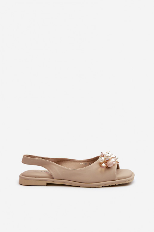 Sandali da donna con bellissimi dettagli S.Barski KV27-004 beige