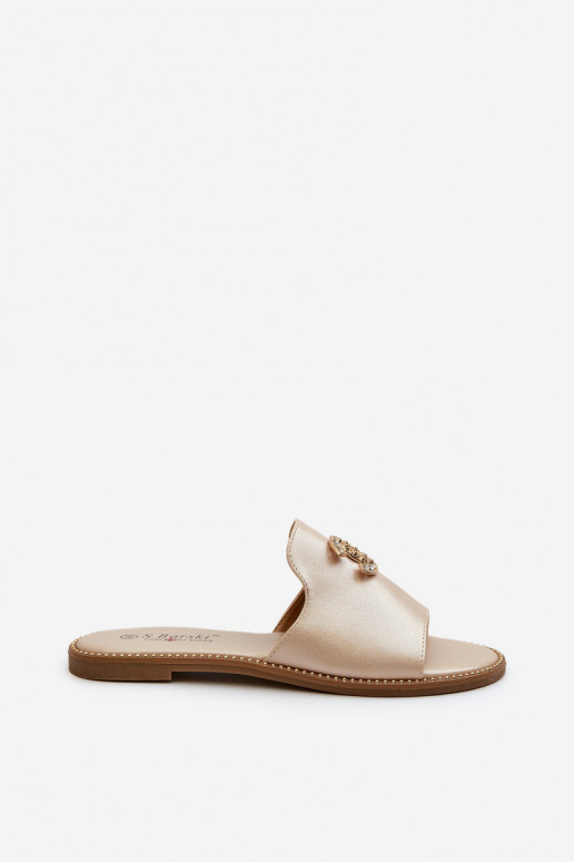 Pantofole da donna dallo stile elegante con glitter con ornamenti S.Barski KV27-050 colore oro