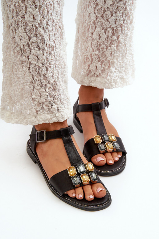 Sandali da donna dallo stile elegante Con dettagli decorati S.Barski KV27-030 colore nero