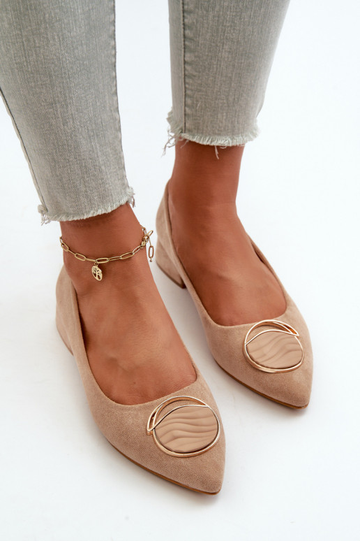 Scarpe con tacco basso Z realizzate in eco-camoscio S.Barski KV27-037 colore beige