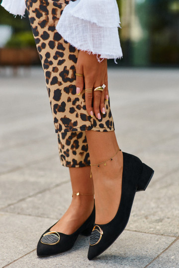 Scarpe con tacco basso Z realizzate in eco-camoscio S.Barski KV27-037 colore nero