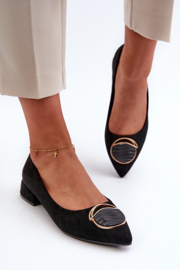 Scarpe con tacco basso Z realizzate in eco-camoscio S.Barski KV27-037 colore nero 2