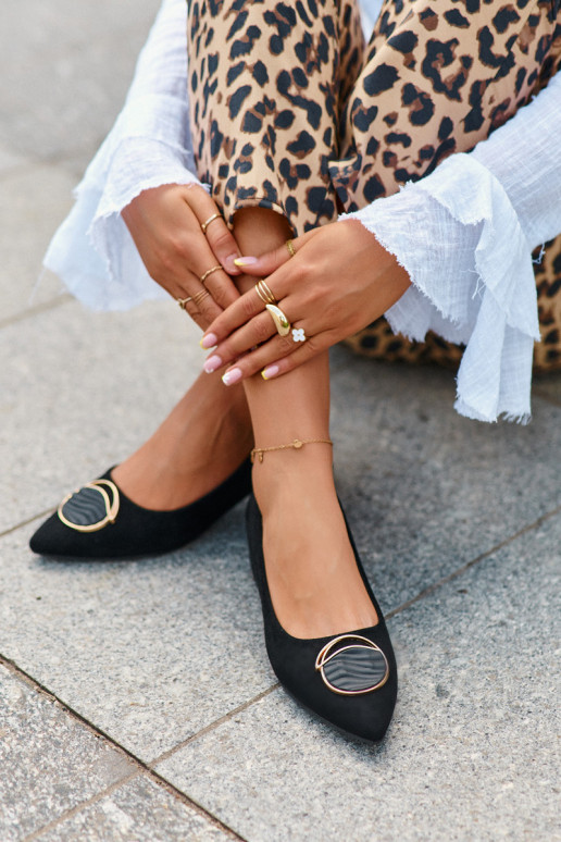 Scarpe con tacco basso Z realizzate in eco-camoscio S.Barski KV27-037 colore nero