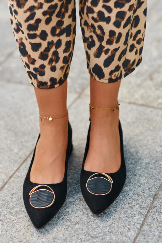 Scarpe con tacco basso Z realizzate in eco-camoscio S.Barski KV27-037 colore nero