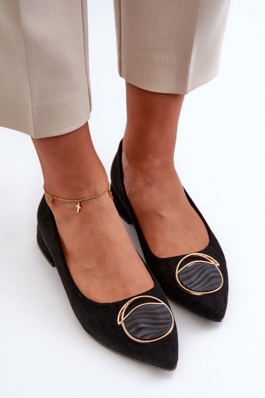 Scarpe con tacco basso Z realizzate in eco-camoscio S.Barski KV27-037 colore nero