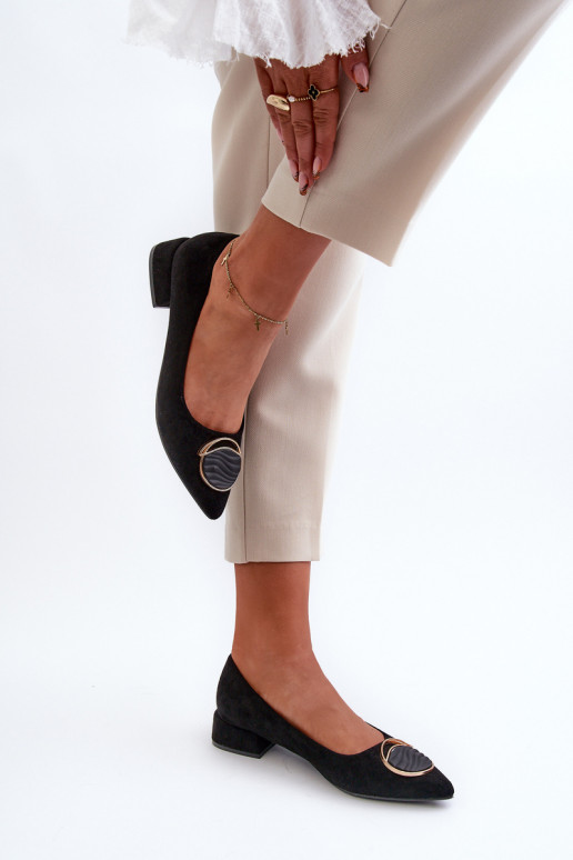 Scarpe con tacco basso Z realizzate in eco-camoscio S.Barski KV27-037 colore nero