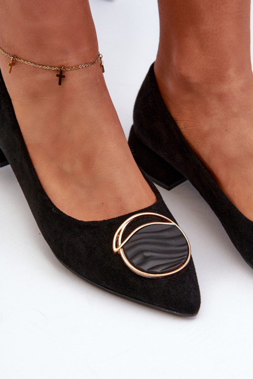 Scarpe con tacco basso Z realizzate in eco-camoscio S.Barski KV27-037 colore nero