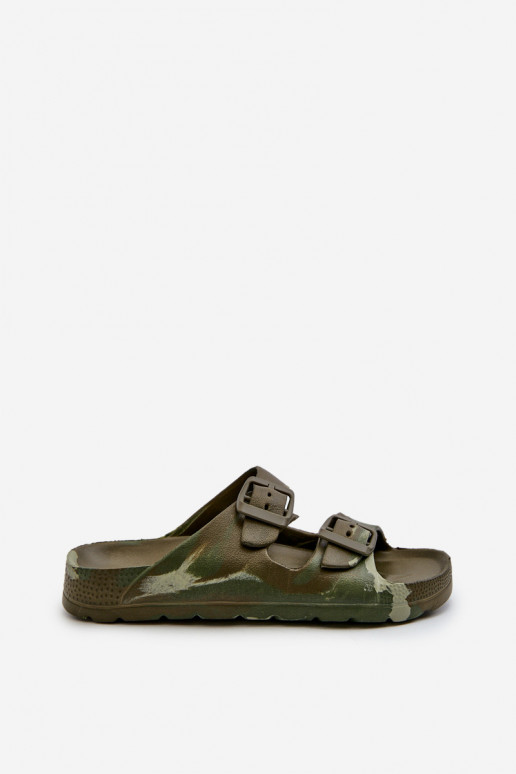 Pantofole leggere per ragazzi Pantofole leggere con fibbie in colore kaki Adirnaca