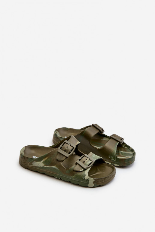 Pantofole leggere per ragazzi Pantofole leggere con fibbie in colore kaki Adirnaca