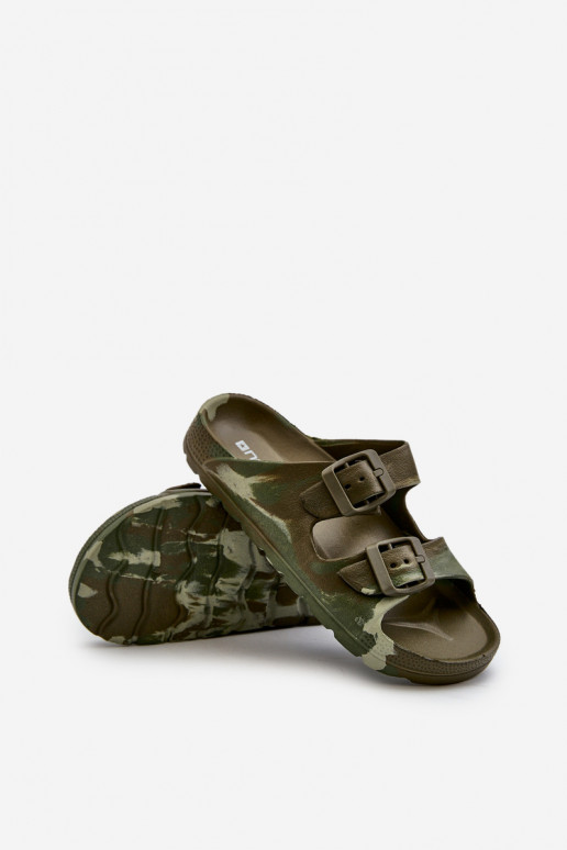 Pantofole leggere per ragazzi Pantofole leggere con fibbie in colore kaki Adirnaca