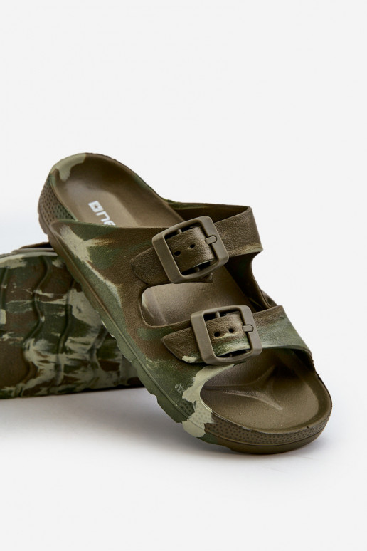 Pantofole leggere per ragazzi Pantofole leggere con fibbie in colore kaki Adirnaca